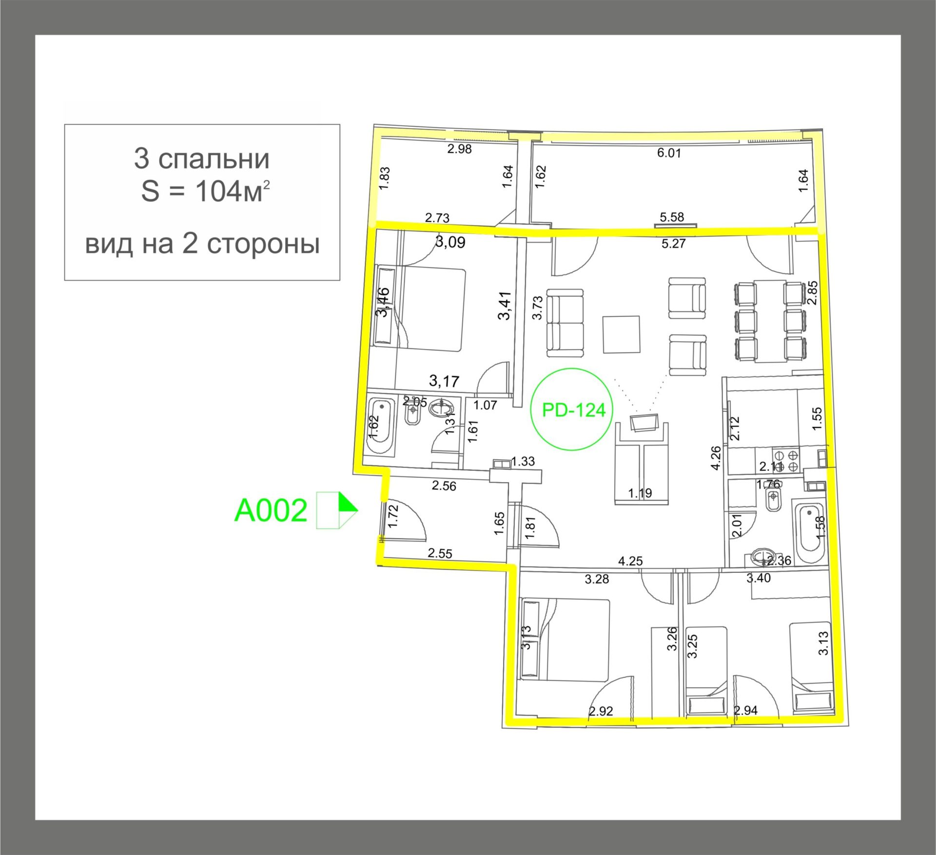 Becici'de satılık üç yatak odalı daire - 104 m² — Karadağ