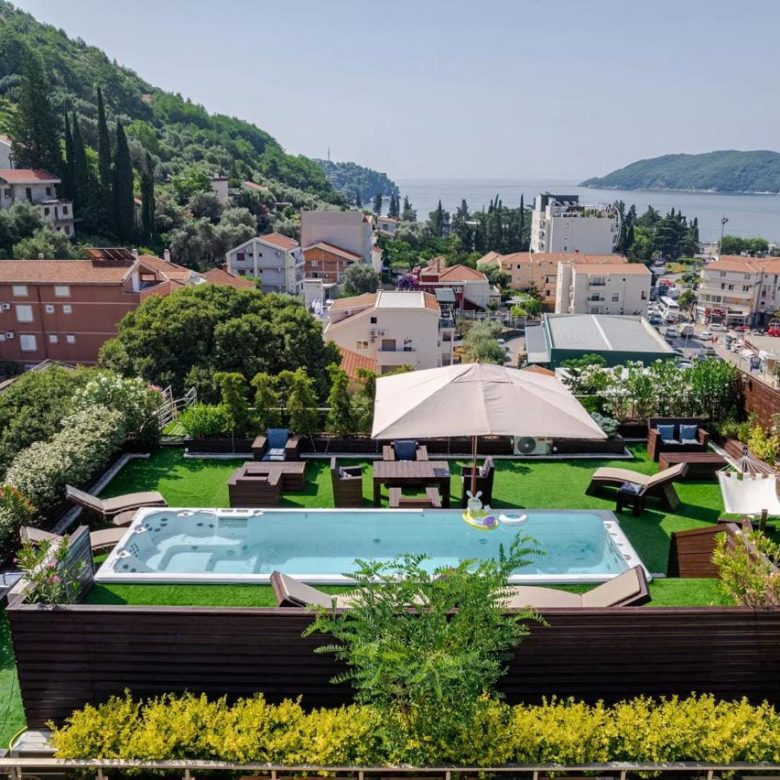Penthouse for Sale in Budva – Luxury Rooftop Villa with Pool & Sea View