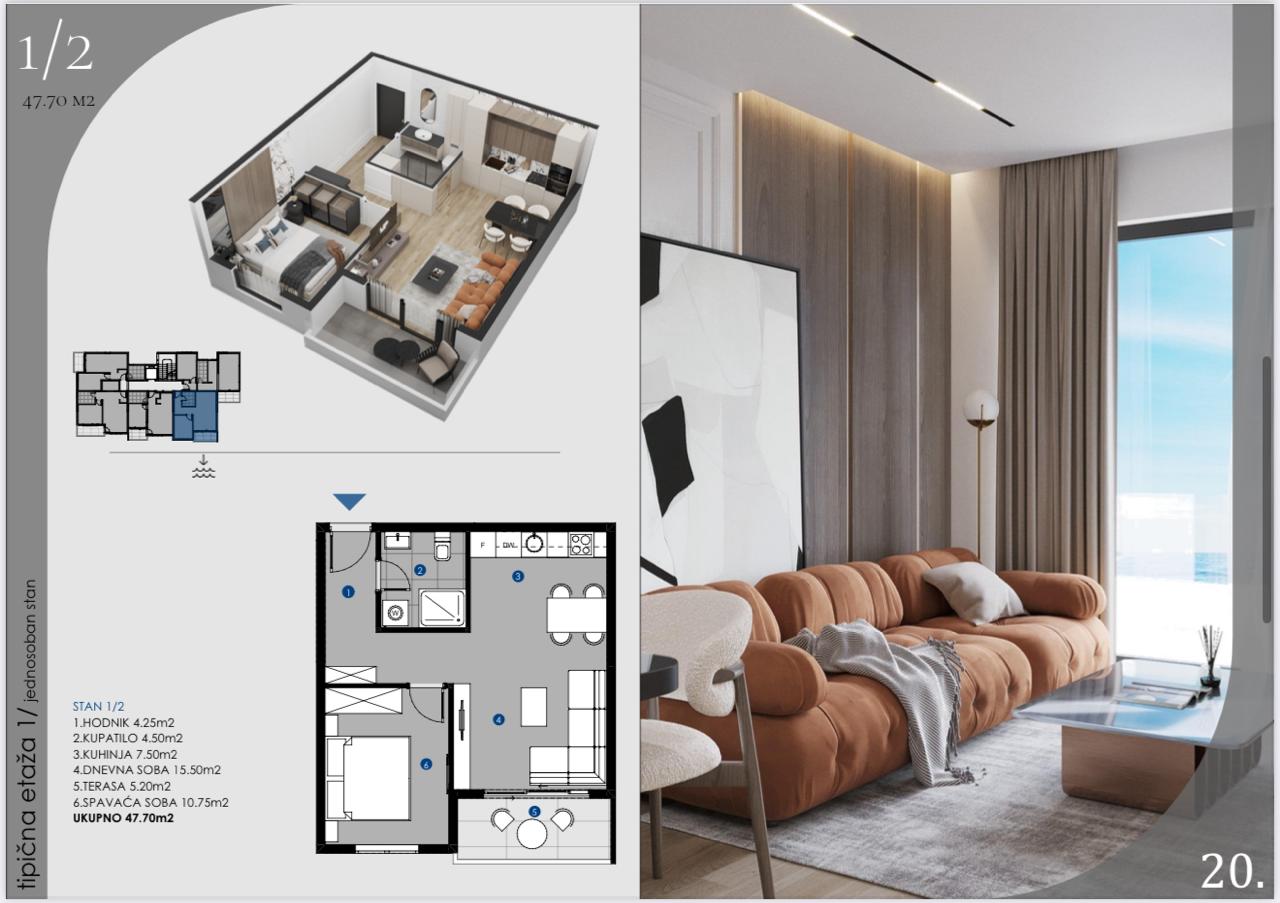 🏡 Modern Apartment in Dobra Voda Montenegro – 47.7m²